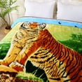 thumbnail image 3 of MERRY HOME King Size Fleece Blanket For Bed, A & B Patterns Soft Warm Animal Blanket, Microfiber Plush Middle Weight Bed Blanket For All Season, Tiger /Brown Tiger, 5.7LB, 83"x91", 3 of 8