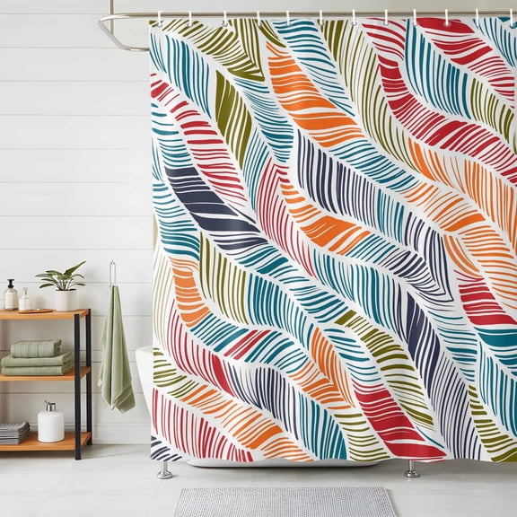 Shower Curtains for Bathroom, Abstract Beach Waterproof Fabric Shower Curtain, Summer Colorful Coastal Ocean Sea Wave Decorative Bathroom Curtain for Bathtub, 72"x72", No Hooks Included