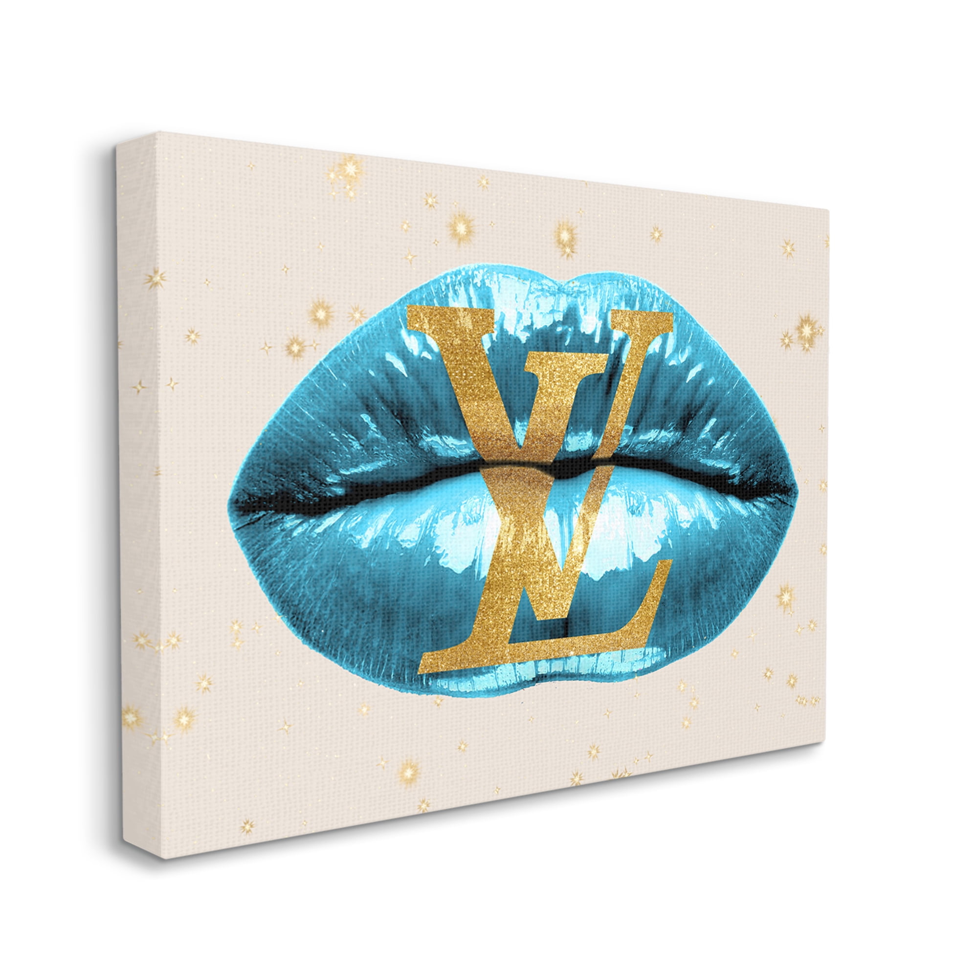 Stupell Industries Blue Lipstick Glam Makeup Lips Fashion Design Canvas Wall Art, 20 x 16, Design by Madeline Blake