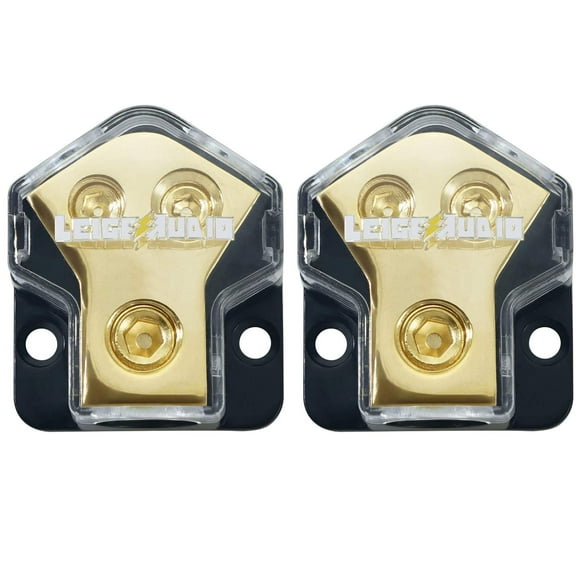 LEIGESAUDIO 0/2/4 Gauge in 4/8 Gauge AWG Out Amp Power Distribution Block for Car Audio Splitter-2 Way(2 Pack))