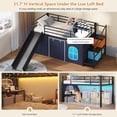 thumbnail image 3 of Low Loft Bed Twin with Slide, Storage Drawers and Led Lights, Metal Twin Size Loft Beds with Art Table, Storage Stairway and Under-Bed Play Space, Twin Beds with Safety Guardrail, Black, 3 of 10