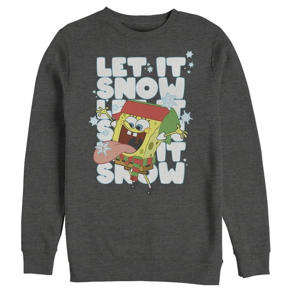 Men's SpongeBob SquarePants Christmas Let It Snow Sweatshirt Charcoal Heather Medium