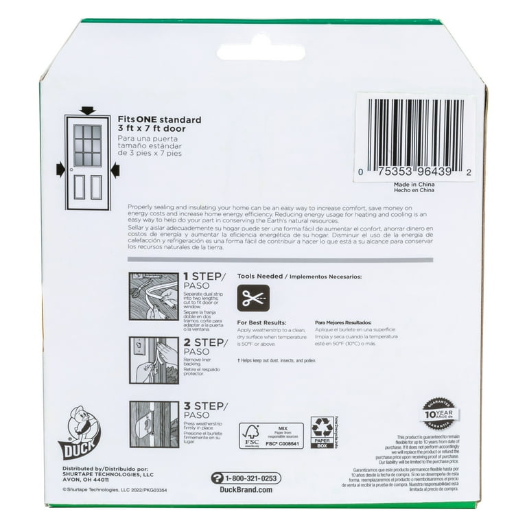 Duck Brand Heavy-Duty Rubber .38" x .25" x 17' Medium Gap Weatherstrip Seal White