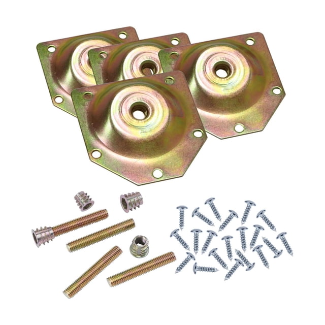 4 placas de montaje para patas de muebles, placas de fijación para patas de muebles, resistentes con pernos de suspensión, tornillos, soportes para si Oro