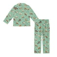 thumbnail image 4 of Yuyamidu Horse Kids Button Down Pajamas Sets for Girls Boys 9-10 Years 2 PCS Casual Long Sleeve Lounge Wear Comfy Sleep Tops & Long Pants, Green, 4 of 7