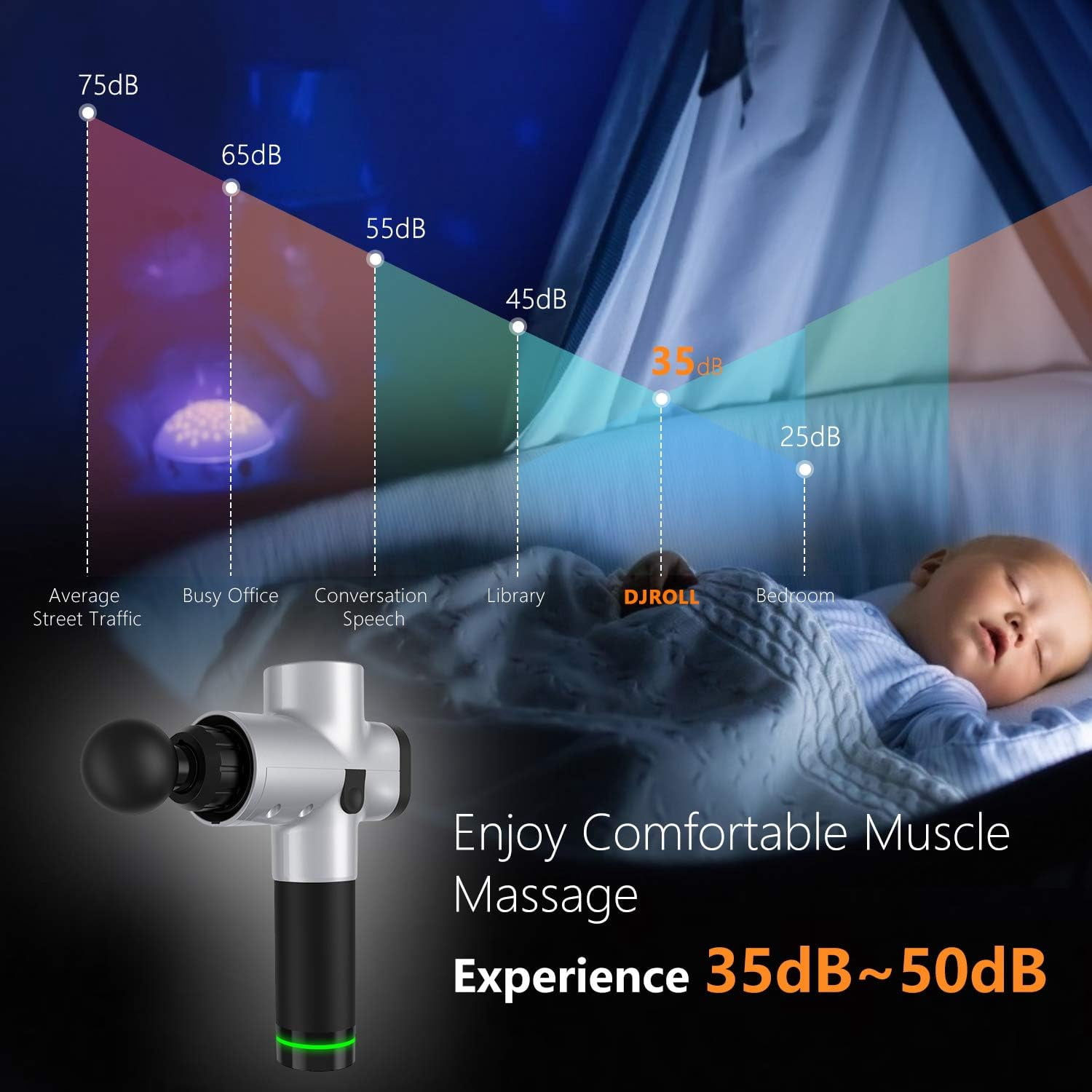 Mymomust Massage Gun, Deep Tissue Percussion Muscle Massager for Pain Relief, Portable Handheld Electric Body Massager with Super Quiet Brushless Motor, 6 Massage Heads and 6 Speed High-Intensity Vibr