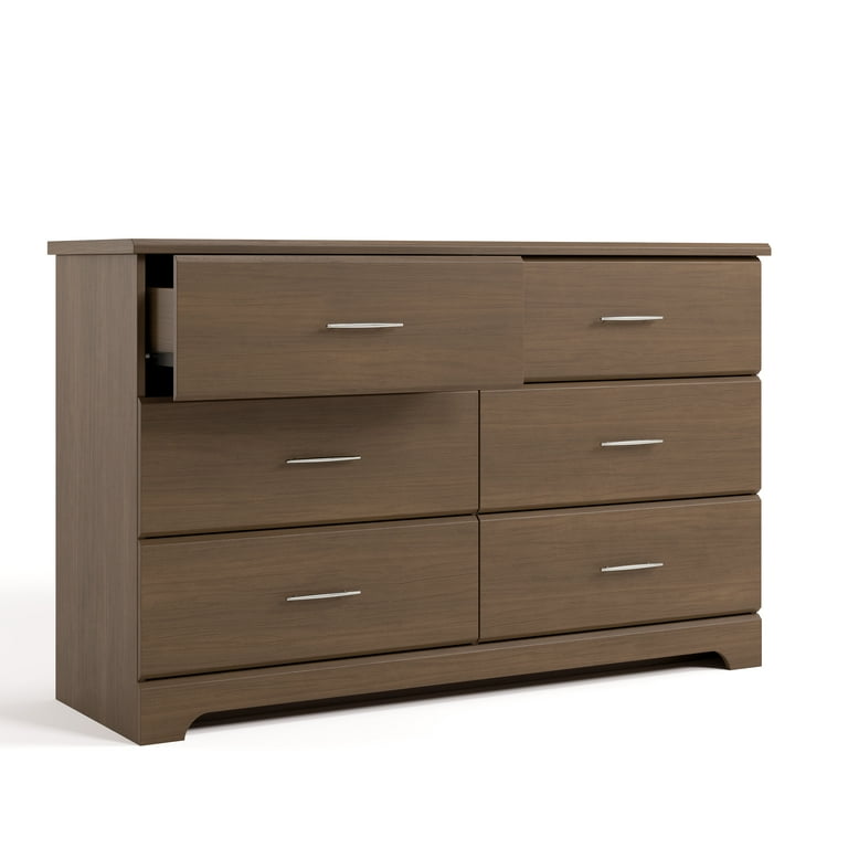 Storkcraft Brookside 6 Drawer Nursery Double Dresser, Hazelnut