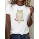 thumbnail image 1 of Camiseta de cuello redondo con estampado de búho, camiseta informal de manga corta para primavera y verano, ideal para mujeres adultas, hombres, mujeres, adolescentes, jóvenes y para el tiempo libre., 1 of 5