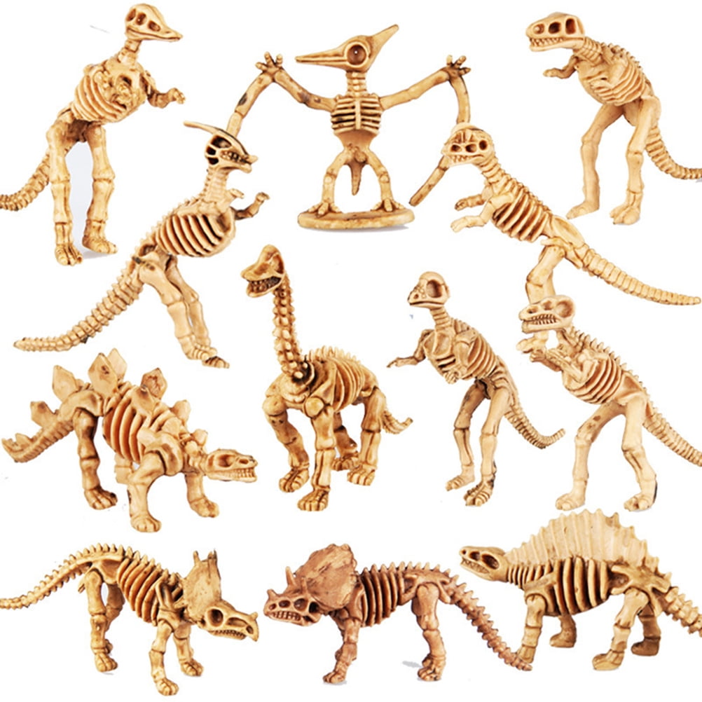 TH_ CW_ KQ_ 12pcs Dinosaur Jurassic Bones Skeleton Figures Kid Toy Assorted Dino 