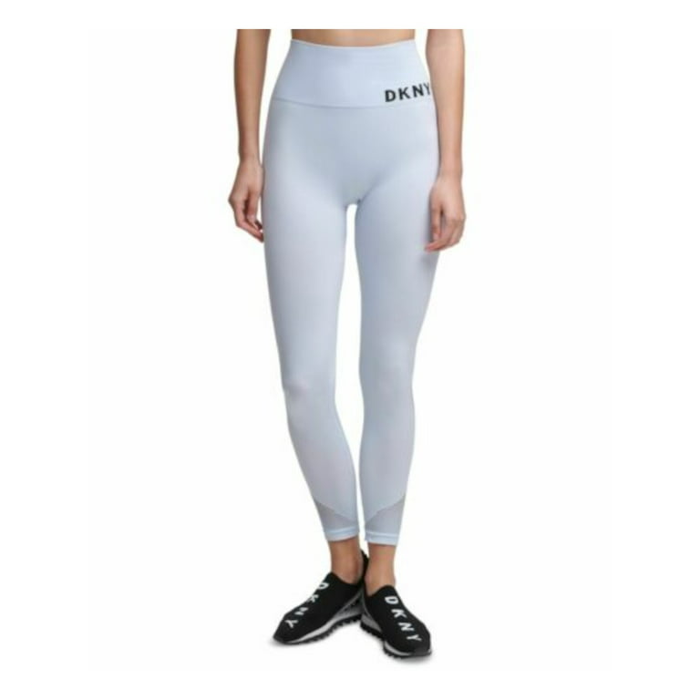 DKNY SPORT Womens Light Blue Stretch Logo Graphic Active Wear High Waist  Leggings XS