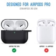 thumbnail image 2 of IBAOLEA AirPods Pro Case Cover,Protective Silicone AirPods Pro Case with Keychain/Strap/Lanyard/Carrying Box,Soft Shockproof Case for IBAOLEA AirPods Pro/3 Gen (Front LED Visible) (Dark Blue) black-1, 2 of 5