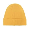 thumbnail image 2 of Qwertyu Swag Wool Knit Cuff Short Fisherman Beanie for Men Women, Spring Fall Winter Warm Hats, Trawler Skull Cap, Watch Cap Yellow, 2 of 3