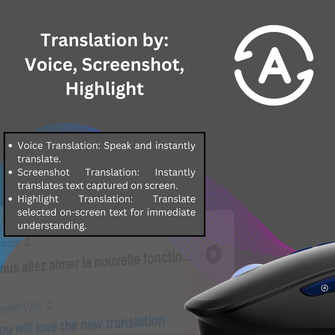 VoiceX AI Mouse – Voice-to-Text, ChatGPT, Google Search, 500WPM Dictation, 99% Accuracy, Instant Translation, Screenshot Translator, Bluetooth/USB, Windows & Mac Compatible