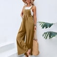 thumbnail image 7 of Letdown Womens Overalls Loose Fit Cotton Linen Bib Overall Wide Leg Jumpsuit Rompers with Pockets, 7 of 7