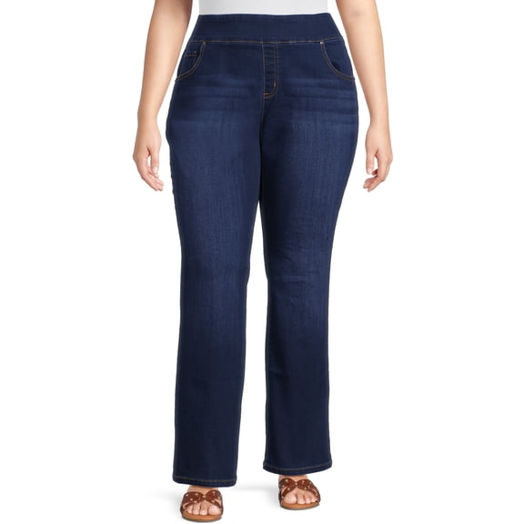 The Pioneer Woman Pull On Embroidered Bootcut Jeans, 32 Inseam, Sizes XS-3X, Women's and Women's Plus