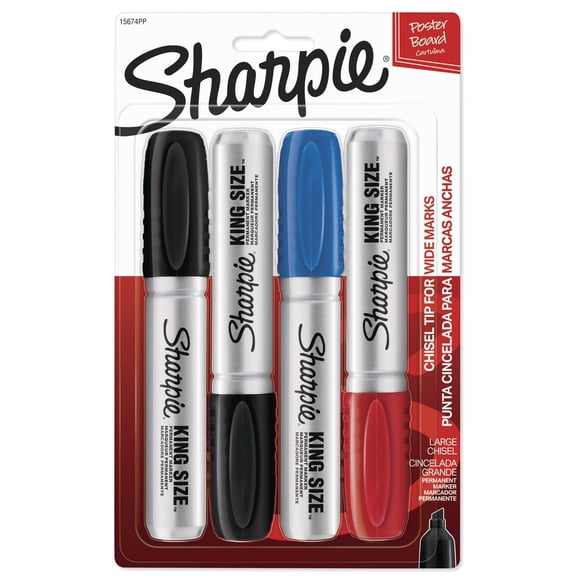 Sharpie King Size Permanent Markers, Large Chisel Tip, Assorted Colours
