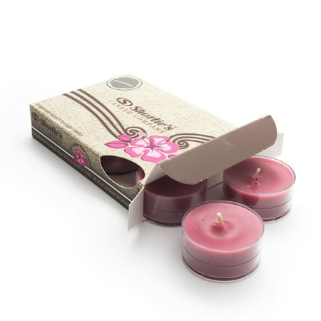 Mulberry Tealight Candles - Highly Scented with Natural Oils - 6 Dark Red Hand Poured Tea Lights - Clear Container for Beautiful Candlelight - Christmas & Holiday