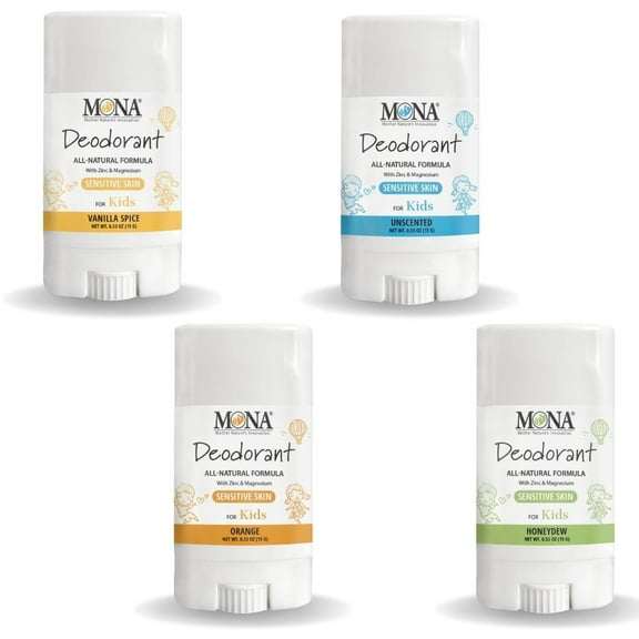 MONA Aluminum-Free Hypoallergenic Magnesium Deodorant Stick for Sensitive Skin, Travel Size, Vegan, 0.53 oz (4-Pack)
