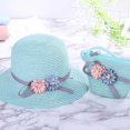 thumbnail image 2 of 1 juego de kit de playa para niños, adorable bolso bandolera con sombrero de paja para niñas (verde claro), 2 of 6