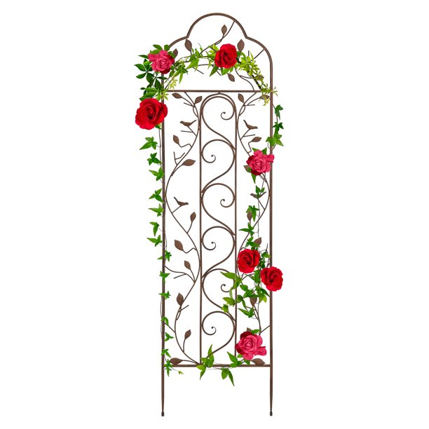 Best Choice Products 60x15in Iron Arched Garden Trellis Fence Panel w ...