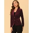 thumbnail image 4 of DARING DIVA Women's Notched Lapel Button Front Office Velvet Blazer XL Dark Red, 4 of 6
