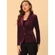 thumbnail image 4 of Chaqueta de terciopelo de oficina frontal con botón de solapa con muesca vintage para mujer Rojo Oscuro L, 4 of 6