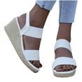thumbnail image 4 of YanHoo Womens Open Toe Espadrilles Dressy Platform Sandals Slip on Elastic Ankle Strap Wedges Sandals, 4 of 4