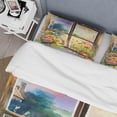 thumbnail image 4 of Designart "Floral Window Summer Sunset II" Farm Windows Bedding Covert Set - Traditional Beige Farm Bed Set With 2 Shams, 4 of 6