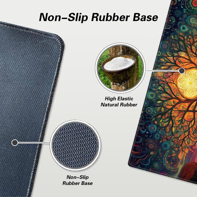 HELLOYOUNG Wood Grain Mouse Pad, Rectangular Gaming Mouse Mat, Non-Slip Rubber Base, Large Desk Pad for Keyboard and Mouse, Waterproof Surface for Home Office & Game Room