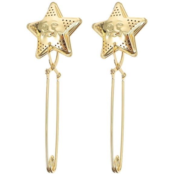 Tineasur 2Pcs Convenient Golden Tea Steamers Stainless Steel Filter for Tea Soup and Herbal Use