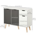 thumbnail image 3 of HOMCOM Sideboard Storage Cabinet with Drawer, White and Grey, 3 of 10