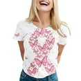 thumbnail image 3 of Womens T Shirts Breast Cancer Printed Short Sleeve Loose Tee Tops White Aesthetic Gym Clothing M, 3 of 6