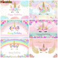 thumbnail image 2 of Fondo de fotografía de unicornio para niña, decoración de fiesta de cumpleaños, arcoíris, Floral, Princesa, foto de fondo, pancarta de cumpleaños para Baby Shower, 2 of 4