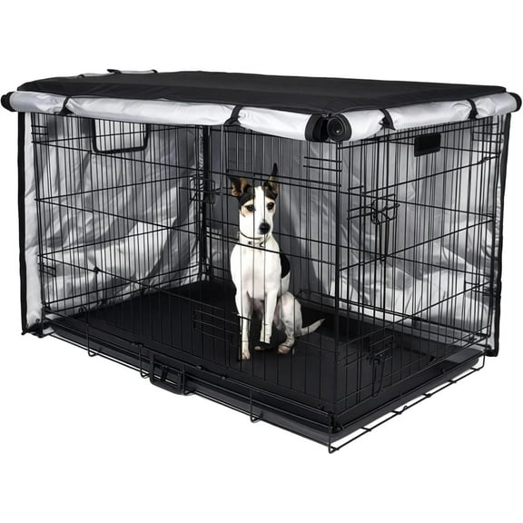 Waterproof Dog Crate Cover with Two Door Access, Heavy-Duty Oxford Cloth for 36 Inch Crates, Universal Fit Pet Cage Cover