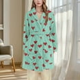 thumbnail image 4 of Rohuuque Women's Robes with Hood Thick Flannel Robe Long Hooded Bathrobe Plush Brushed Cotton Soft Cozy Sleepwear Night Dress Mint Green, 4 of 6