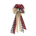 thumbnail image 1 of Christmas Tree Tops Bow Red Buffalo Plaid Burlap Decoration Cloth LED Polyester Xmas Hanging Gift Decorative Ribbon, 1 of 6