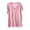 thumbnail image 5 of Pink Women's Short Sleeve T-shirt, Womens Summer Daily Casual V Neck Shirts Short Sleeve Tops Blouses Loose Fit Shirt,Women's Short sleeve T-shirt L, 5 of 5