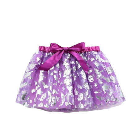 

CPNG Halloween Toddler Girls Ghost Pumpkin Print Skirt Girls Layered Tulle Tutu Ballet Dress Kid Tutu Skirt Hairbow Tutu Skirts Halloween Costumes for Trick-or-Treating Kids 6-8 Years (E)