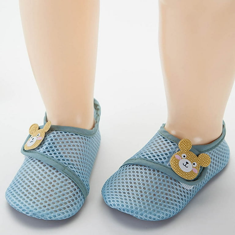 ZCFZJW Non Slip Toddler Baby Floor Socks Cute Bear Boys Girls Cartoon  Pattern Summer Mesh Cool Slippers Indoor Soft Soled Shoes Socks Light Blue  2-3 Years 
