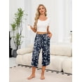 thumbnail image 3 of Ekouaer Womens Pajama Pants Capri 2026 Wide Leg Lounge Pj Pants Summer Comfy Drawstring Pajama Bottoms with Pockets, 3 of 5