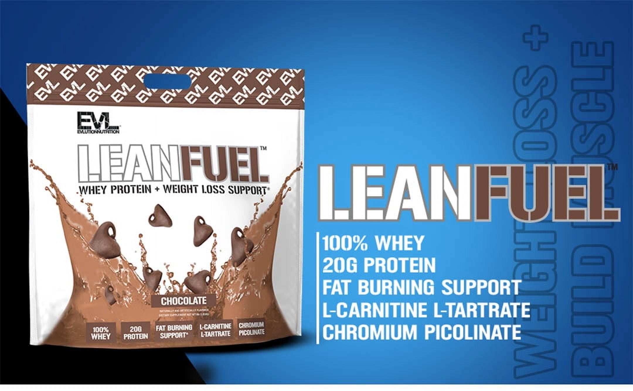 Evlution Nutrition LeanFuel - Whey Protein + Weight Loss Support - Supports Muscle Growth, Strength & Recovery - 20g Whey Protein + 4.5g BCAAs Per Serving - Low Fat/Low Sugar - 4 lbs - Chocolate