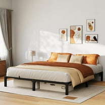 Metal King Bed Frame, 10" High Platform Bed Frame, Heavy Duty 800Lbs Capacity, No Box Spring, No Screws Needed with Reinforced Slats, Easy Assembly, Black