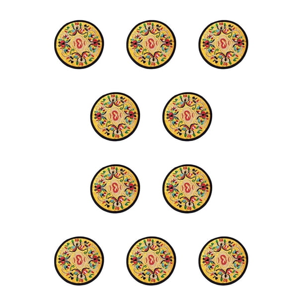 Bewildely Drinks Coasters Vintage Ethnic Cup Mat Insulation Pads Embroidered Table Bottle Cushion Portable Friends Pad Decoration Amarillo 10Conjunto