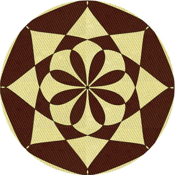 Ahgly Company Machine Washable Indoor Round Transitional Mustard Yellow Area Rugs, 5' Round