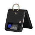 thumbnail image 3 of K-Lion Leather Slim Case for Samsung Galaxy Z Flip 3 Ultra Thin Shockproof Case with Card Slots Ring Holder Detachable Shoulder Strap Anti-Scratch Cover For Samsung Galaxy Z Flip 3,Black, 3 of 8