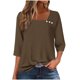 thumbnail image 3 of Ropa para mujer,Camiseta de manga larga con cuello en V y estampado para mujer, informal, con botones, de poliéster, corte regular para uso diario, sopatenor, 3 of 8