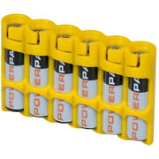 Storacell by Powerpax Slimline AAA Battery Caddy, Yellow, Holds 6 Batteries