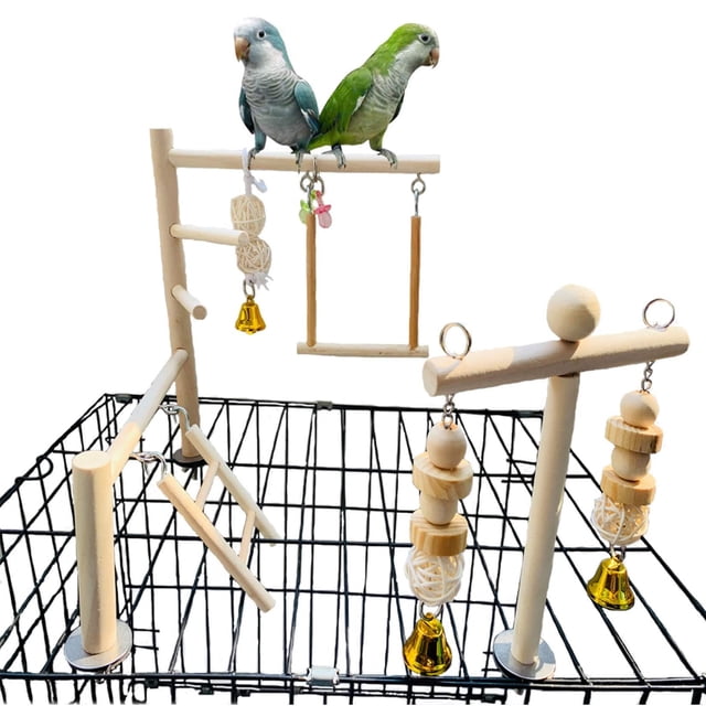Bird Playground Hamiledyi de madera natural para pájaros pequeños