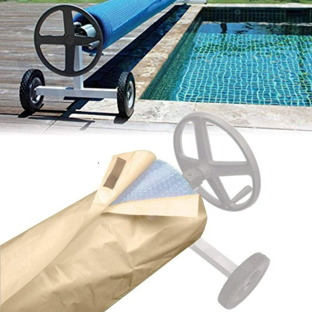 GHSDFBB Couverture de Protection pour Piscine Solaire Étanche-190t Couverture de Piscine Extérieure Robuste pour Pluie Soleil Poussière UV Gelée Résistance (16 FTx3.2 Pieds)