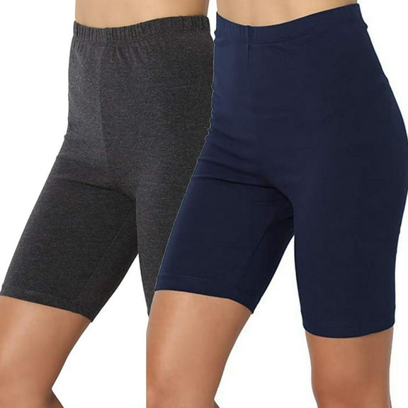 Tmtolofot Pack Of 2,Casual High Waist Yoga Shorts for Women Solid Color Fashion Workout Gym Running Volleyball Shorts Pants Women's Biker Shorts Women's Jersey , 1#Navy , 3X-Large
